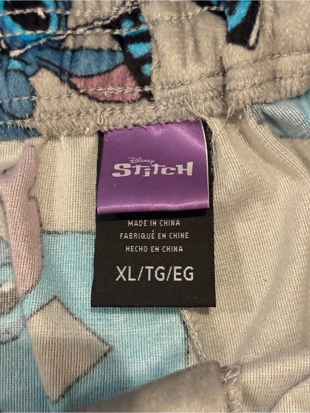 Lilo & Stitch Pajama Set Soft Gray and Blue Bittoms and Cotton T-shirt Size XL